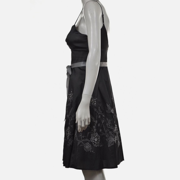 Oleg Cassini Charcoal Fit n Flare Embellished Dress in Charcoal sz 4 EUC - Picture 7 of 8